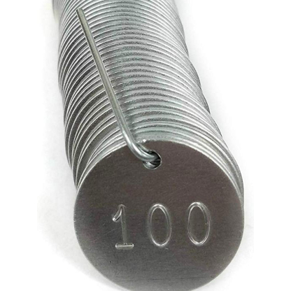 Numbered 1-1/4" round Aluminum Tags # 1-100