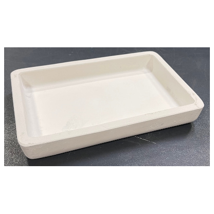 Custom Rectangular Fused Silica Dish 11-7/8x7-7/8OD x 1"ID