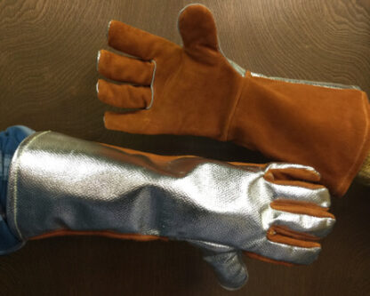 18" Leather Glove with Aluminized Carbon Kevlar Back