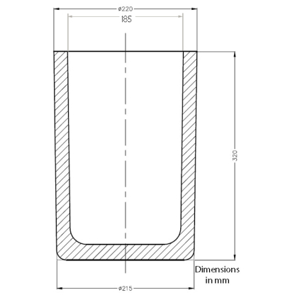 Indux Graphite Cylindrical Crucible (320x220mm) - Image 2